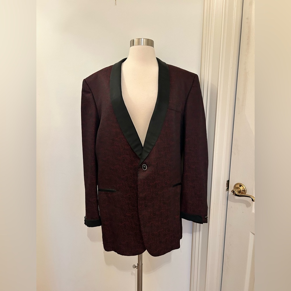 Burgundy and Black Paisley Men's Blazer